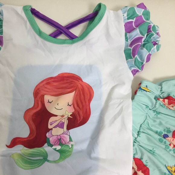 Mermaid Ariel Cute two piece outfit skirt top - Picture 6 of 7